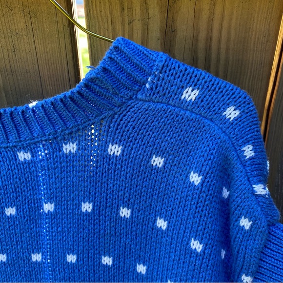 Vintage The Villager blue white knit cardigan sweater vest stripe M as is - Picture 11 of 16